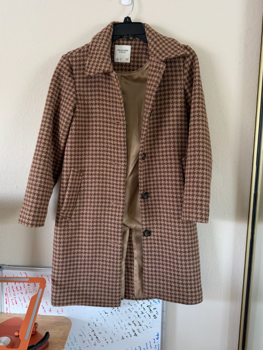 Abercrombie & Fitch Houndstooth Wool Blend Coat XXSP